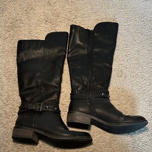 Black Leather Knee-High Boots